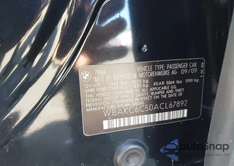 2010 BMW 750I xDrive из США, поврежденный, VIN WBAKC6C50ACL67892